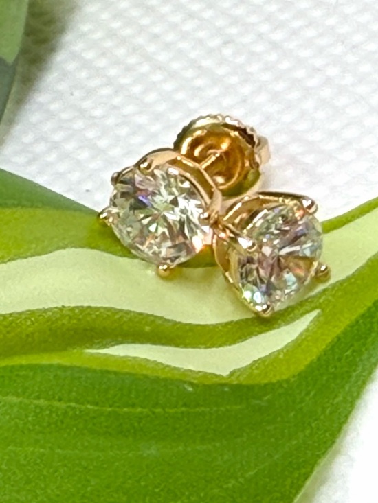 Jewelry - 10k Yellow Gold Plated Zircon Stud Earrings